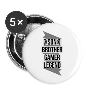 son brother gamer legend - Buttons groß 56 mm (5er Pack) - Weiß - Vorne