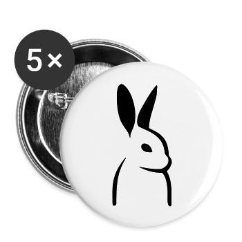 Minimalist rabbit silhouette - Buttons large 2.2''/56 mm (5-pack) - white - Front