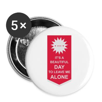 leave me alone day - Buttons large 2.2''/56 mm (5-pack) - white - Front
