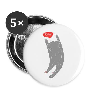 Grey Cat - Buttons large 2.2''/56 mm (5-pack) - white - Front