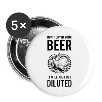 Bier Wein Whiskey Schnaps Alkohol - Buttons groß 56 mm (5er Pack) - Weiß - Vorne