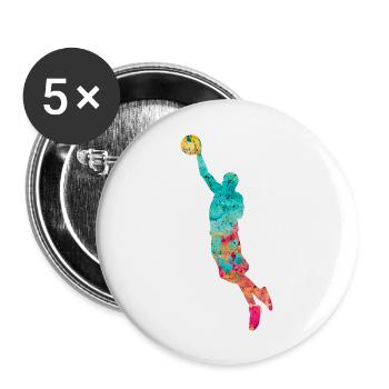Basketballspieler - PopArt - Buttons groß 56 mm (5er Pack) - Weiß - Vorne
