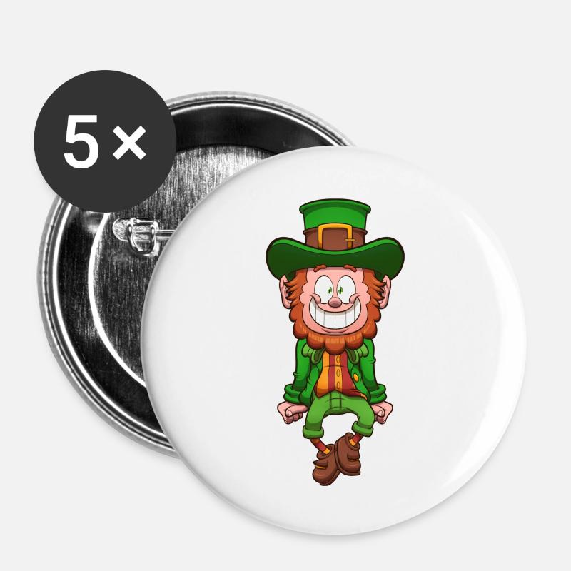 Dancing Leprechaun - Buttons large 2.2''/56 mm (5-pack) - white