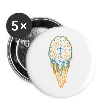Gruselige Eistüte Zombie Gehirn - Buttons groß 56 mm (5er Pack) - Weiß - Vorne