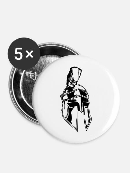 sparta helm - Buttons groß 56 mm (5er Pack) - Weiß