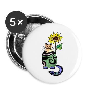 Cat - Buttons large 2.2''/56 mm (5-pack) - white - Front