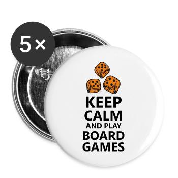 boardgame chess backgammon game night - Buttons groß 56 mm (5er Pack) - Weiß - Vorne