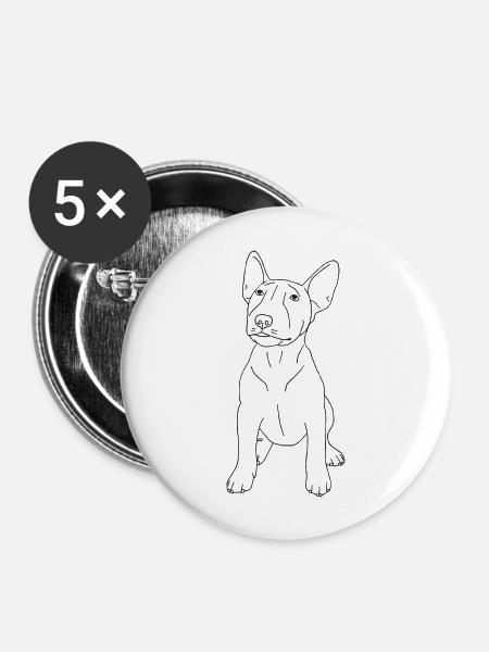 Bullterrier Puppy - Buttons groß 56 mm (5er Pack) - Weiß
