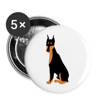 Dobermann Hund - Buttons groß 56 mm (5er Pack) - Weiß - Vorne
