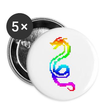 colorful retro dragon - Buttons large 2.2''/56 mm (5-pack) - white - Front
