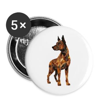 Polygone Doberman - Lot de 5 grands badges (56 mm) - blanc - Devant