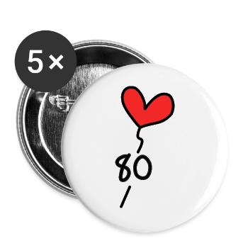 80. 80 YEARS. 80TH ANNIVERSARY. BIRTHDAY 80 YEARS. - Buttons large 2.2''/56 mm (5-pack) - white - Front
