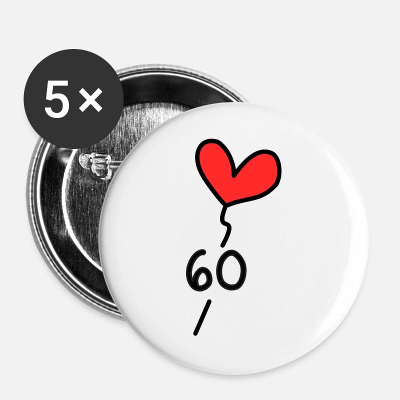 60. 60 YEARS. 60TH ANNIVERSARY. BIRTHDAY 60 YEARS. - Buttons large 2.2''/56 mm (5-pack) - white