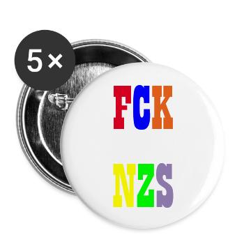 FCK NZS - Buttons large 2.2''/56 mm (5-pack) - white - Front