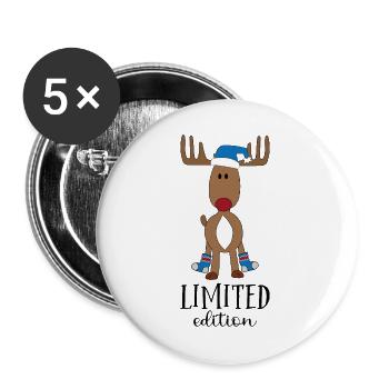 L’orignal Rudolph à Noël - Lot de 5 grands badges (56 mm) - blanc - Devant