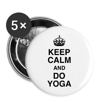 Ruhe bewahren und Yoga machen - Buttons groß 56 mm (5er Pack) - Weiß - Vorne