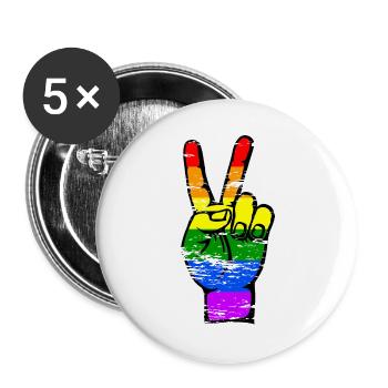 LGBT Flag Peace Victory Symbol Used - Buttons large 2.2''/56 mm (5-pack) - white - Front