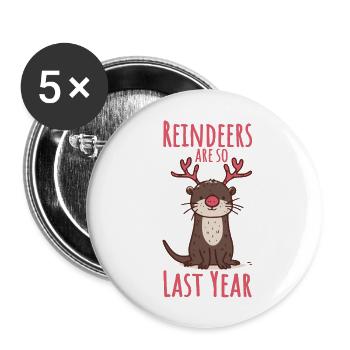 Otter Christmas Funny Saying - Buttons large 2.2''/56 mm (5-pack) - white - Front