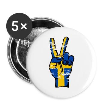 Sweden Flag Peace Victory Symbol Used - Buttons large 2.2''/56 mm (5-pack) - white - Front