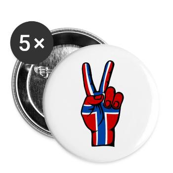 Drapeau de la Norvège Symbole de la Victoire de la Paix - Lot de 5 grands badges (56 mm) - blanc - Devant