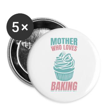Maman qui aime faire de la pâtisserie - Lot de 5 grands badges (56 mm) - blanc - Devant