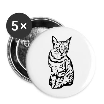 Katze Tigerkatze Katzenshirt Geschenk - Buttons groß 56 mm (5er Pack) - Weiß - Vorne
