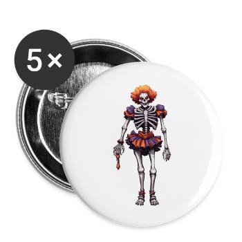 Clown / Cirque / Carnaval / Carnaval / Ludique - Lot de 5 grands badges (56 mm) - blanc - Devant