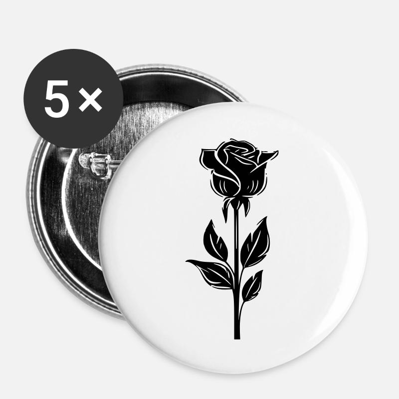 minimalist one colored rose - Buttons large 2.2''/56 mm (5-pack) - white
