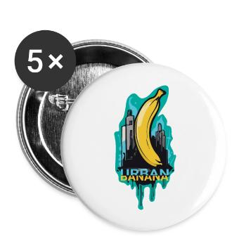 Urban Banana: Coole Banane im Großstadt-Dschungel - Buttons groß 56 mm (5er Pack) - Weiß - Vorne