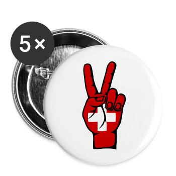Drapeau de la Suisse Paix Symbole de victoire - Lot de 5 grands badges (56 mm) - blanc - Devant