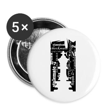 Chess King Typography Font Design Icon Logo - Buttons large 2.2''/56 mm (5-pack) - white - Front