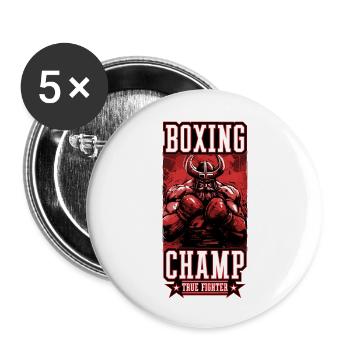 Wikinger Boxer Kämpfer Odin Boxing Champ - Buttons groß 56 mm (5er Pack) - Weiß - Vorne