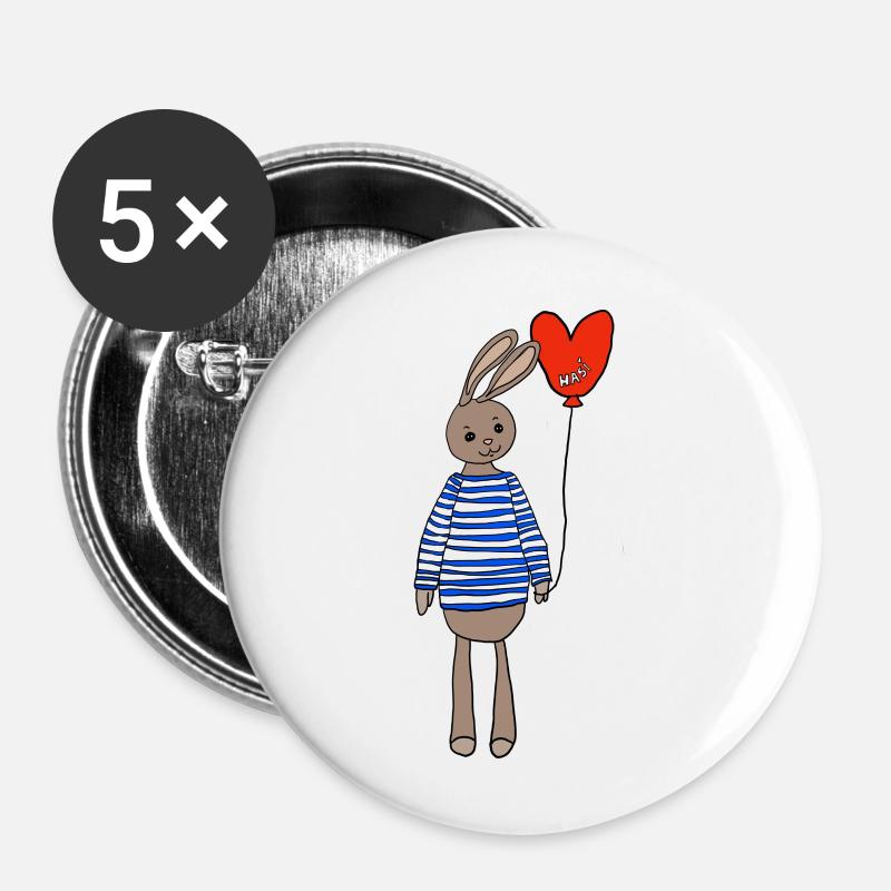 osterhase ostern - Buttons groß 56 mm (5er Pack) - Weiß