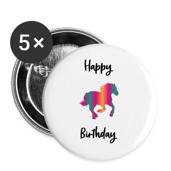 HAPPY BIRTHDAY. HORSE - Buttons large 2.2''/56 mm (5-pack) - white - Front