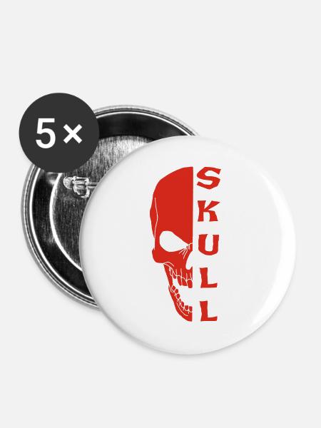 Der Red Skull - Buttons groß 56 mm (5er Pack) - Weiß