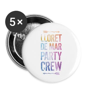 Lloret De Mar Party Crew Dire - Lot de 5 grands badges (56 mm) - blanc - Devant