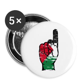 Drapeau de la Palestine numéro 1 utilisé - Lot de 5 grands badges (56 mm) - blanc - Devant