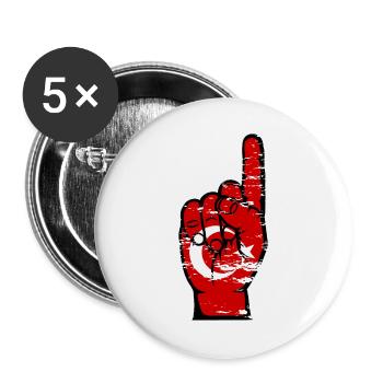 Türkei Flagge Nummer 1 used - Buttons groß 56 mm (5er Pack) - Weiß - Vorne