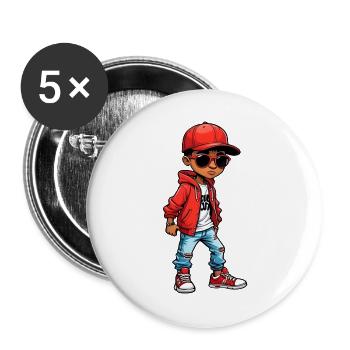 Cool Dessin Animé Adolescent - Lot de 5 grands badges (56 mm) - blanc - Devant