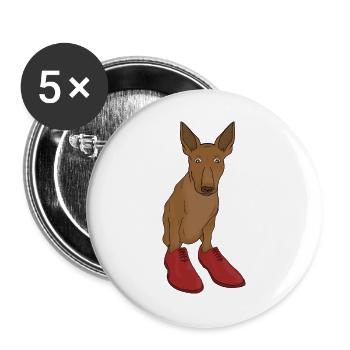 Un adorable chien portant des chaussures - Lot de 5 grands badges (56 mm) - blanc - Devant