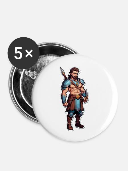 Griechischer Krieger - Buttons groß 56 mm (5er Pack) - Weiß