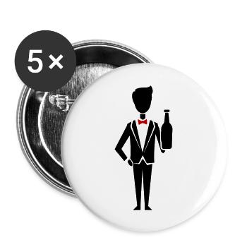 Groom Wedding Team - Buttons large 2.2''/56 mm (5-pack) - white - Front