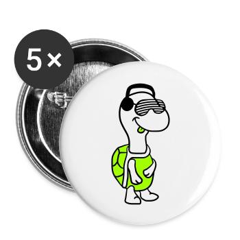 Süße coole DJ Schildkröte Party Club Musik Spaß - Buttons groß 56 mm (5er Pack) - Weiß - Vorne
