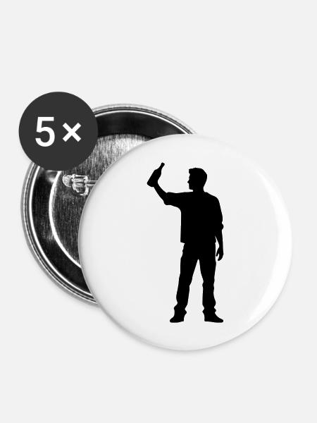 Trinken Silhouette - Buttons groß 56 mm (5er Pack) - Weiß