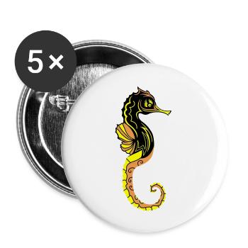 Seahorse 02 - Buttons large 2.2''/56 mm (5-pack) - white - Front
