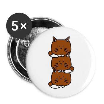 3 chats mignons l’un sur l’autre tour trois amis équipe - Lot de 5 grands badges (56 mm) - blanc - Devant