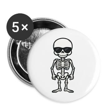 Skelett Comic Halloween Sonnenbrille - Buttons groß 56 mm (5er Pack) - Weiß - Vorne