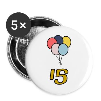 ANNIVERSARY. 15. 15 YEARS. 15th ANNIVERSARY - Buttons large 2.2''/56 mm (5-pack) - white - Front