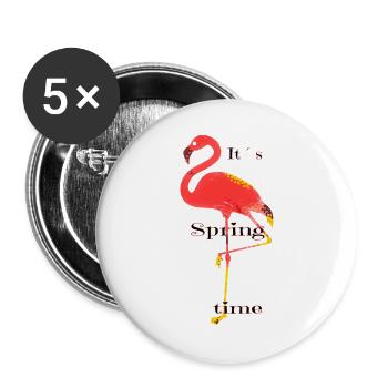 Flamant - Lot de 5 grands badges (56 mm) - blanc - Devant
