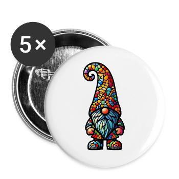 Gnom - Buttons groß 56 mm (5er Pack) - Weiß - Vorne